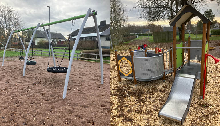 En gungställning och en rutschkana.