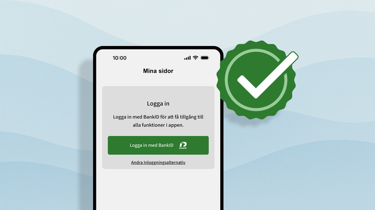 Mobil som visar inloggningssida med bank-id.